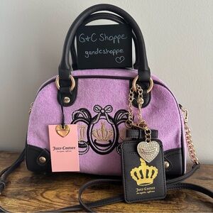 New Juicy Couture Lovers Club Purple Brown Satchel Crossbody Hand Bag Viral